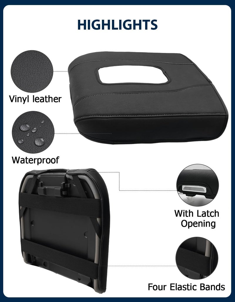 Eaglecover Center Console Armrest Cover for Chevy Silverado 1500 Accessories & GMC Sierra 2019-2026, Yukon & Tahoe & Suburban 2021-2026, Bucket Seat, Comfort Arm Rest Cushion Pad, Black-Gray Stitch - Image 5